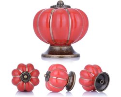 Kast en lade decoratie knoppen, 1-1/2 inch keuken kast knoppen, pompoen kast knoppen, lade knoppen, keramische knoppen, kaptafel lade knoppen, rode kast knoppen 4 stuks