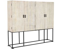 Kast Home ESPRIT Wit Zwart Metaal Mangohout 180 x 40 x 160 cm