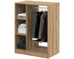 Kast Hout - Opbergkast Hout - Kleding Opbergen - Ruime Opslagcapaciteit - 77 x 48 x 102 cm - Eiken