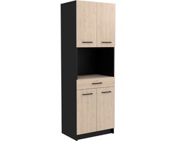 Kast Item 60x43x177cm 4 deuren & 1 lade - eik/zwart
