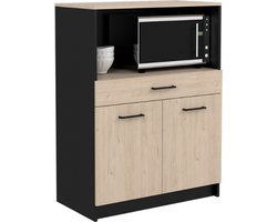 Kast Item 80x43x107cm 2 deuren 1 lade - eik/zwart