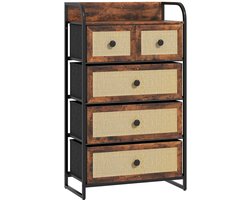 Kast - Kastje - Dressoir - Boekenkast - Dressoir Kasten - Dressoirs - Dressoir Kasten Industrieel - Kast met 5 lades - 5 Lades - Ladekast - Opbergkast Met Lades - Hout Look Kast - Halmeubel - Industrieel