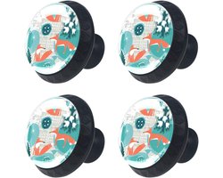 Kast Knoppen - Lade Handgrepen - Meubels Opknappen - Leuk Winter Design - 4 Stuks 30mm - Oranje Vos