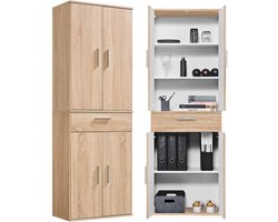 Kast – Ladekast – Archiefkast – Opbergkast – Woonkast – Multifunctioneel – 180 cm Hoog – Sonoma Oak Hout