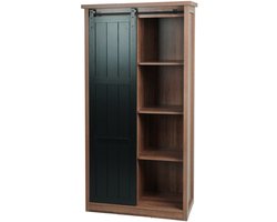 Kast MCW-K75, ladekast highboard, schuifdeur 8 opbergvakken, hout-look industrieel metaal 163x76x38cm ~ bruin