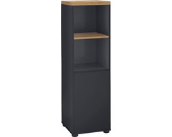 Kast met 1 deur en 1 plank in MDF wit en antraciet