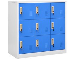 Kast met kluisjes, archiefkast, kantoorkast, afsluitbaar, metalen kast, opbergkast, geschikt voor archieven, scholen, kantoor, lichtgrijs en blauw, 90 x 45 x 92,5 cm, staal