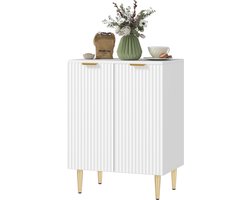 Kast met twee deuren, drie verstelbare legplanken, geschikt als bijzetkast voor in huis, de keuken, de badkamer en op kantoor, modern en elegant ontwerp, MDF