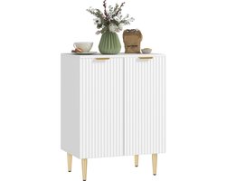 Kast met twee deuren, drie verstelbare legplanken, geschikt als bijzetkast voor in huis, de keuken, de badkamer en op kantoor, modern en elegant ontwerp, MDF