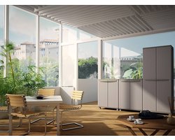 Kast met twee deuren in rotan-look - duifgrijs - 1 stuk - geweven