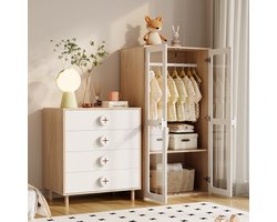 Kast - modulaire kast - kast met vijf-ladenkast - slaapkamermeubelset - nachtkast-kastcombinatie - wit
