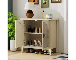 Kast – Opbergkast – Dressoir – Bijzetkast – Kastenmeubel – Natuurlijke Rotan – Licht Beige – Compact & Duurzaam