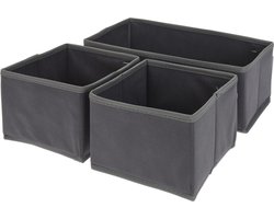 Kast opberg/opruim manden 3-delig donkergrijs 28 x 14 x 11 cm - Opbergen/opruimen