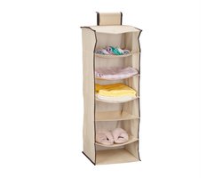 kast organizer hangend - 6 vakken - voor kleding - 96 x 32 x 31 cm - kledingkast - beige