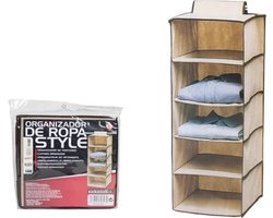 Kast organizer - hangende opberger - stof beige met 5 brede vakken