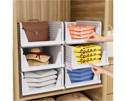 Kast Organizer - Kleding Opberger - 3 verdieping stapelbare opvouwbare opbergdozen voor kledingkast organizer - 43×32.5×18.5 cm