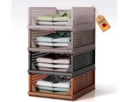 Kast Organizer - Opberg Systeem - Kleding Opbergen - Stapelbaar Ontwerp - 40x30x68cm - Bruin