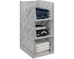 kast organizer - set van 3 - stapelbaar - uittrekbaar - 24,5 x 33,5 x 43,5 cm - grijs