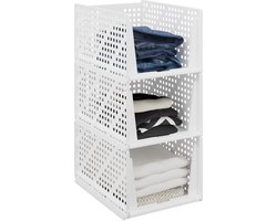 kast organizer - set van 3 - stapelbaar - uittrekbaar - 24,5 x 33,5 x 43,5 cm - wit