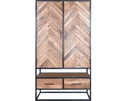 Kast Radu Visgraat - Bruin Mangohout - 180 x 100 cm - Industrieel