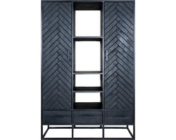 Kast Raya Visgraat - Zwart Mangohout - 180 x 120 cm - Industrieel