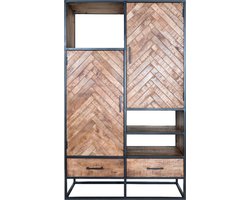 Kast Roan Visgraat - Bruin Mangohout - 180 x 110 cm - Industrieel