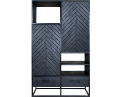 Kast Roan Visgraat - Zwart Mangohout - 180 x 110 cm - Industrieel