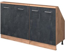 Kast Set - Schuin Dak - Opbergen Zolder - Stijlvol Ontwerp - 140 cm - Zwart Beton/Eiken