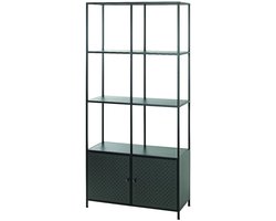 Kast – Stijlvolle metalen opbergkast – Zwart gepoedercoat staal – Stevige planken en deuren – Modern industrieel design – 80x37x176 cm