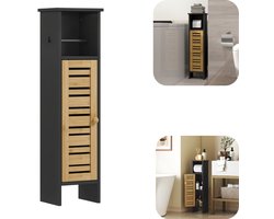 Kast - Tissuekast - Opbergkast voor badkamerartikelen - Handdoekrek - Bamboe opbergkast - Afneembare dwarsbalk - Kantelbestendig - Wasseresistent - Huisaccessoires - Geschikt voor badkamer, keuken (zwart, 21*78cm)