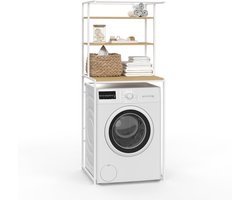 Kast voor Boven Wasmachine – Met Planken, Metaal in Wit, Functioneel en Stijlvol Opbergmeubel voor Wasruimte of Badkamer