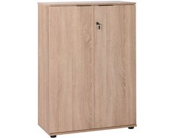 Kast voor documenten met 2 deuren en 3 legplanken - Multifunctioneel bureaukast voor kantoor en thuis - Eiken afwerking