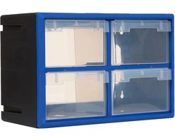 Kast voor kleine onderdelen met 4 lades - opbergorganizer voor kunststof lade voor gereedschap, hardware, ambachten, LEGO en meer - compacte opbergkast met laden voor garage, werkplaats