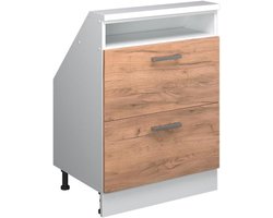 Kast voor schuine wand met 2 lades - Opbergmeubel schuin dak eiken-look