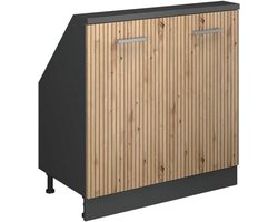 Kast voor schuine wand met twee deuren in Artisanaal eiken/antraciet