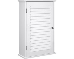 Kast - Wandkast - badkamerkast - Met deur - 40 x 16 x 60 cm - Hout - Wit