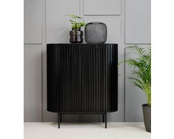 Kast Zwart - Eikenhout & Metaal - 45x110x125cm - Kast Siena Zwart - Giga Living