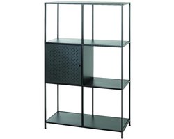 Kast – Zwart gepoedercoat metaal – Metalen deur en robuust frame – 80x37x134 cm – Industriële opbergkast