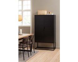 Kast – Zwart – Metaal – 2 Deuren – 2 Schappen – 80x150x40 cm