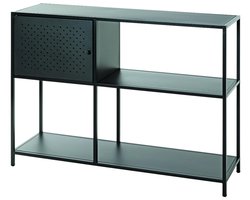 Kast – Zwart metaal – Met deur en planken – 100 cm breed, 30 cm diep, 75 cm hoog