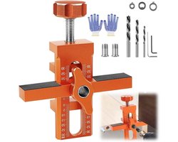 Kastdeur Installatiehulp - Montage Sjabloon - Kasten Monteren - Verstelbaar met Schaal - 3 Boren (6/8/10mm) - Oranje