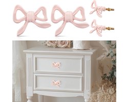 Kastdeurgreep - 2 stuks - Roze - Roze strik - Roze strik ladeknop - Dressoirknop - Decoratieve handgreep - Vintage - Geschikt voor thuis - Slaapkamer - Hardware kast - Keuken - Glazen deur - Garderobekast