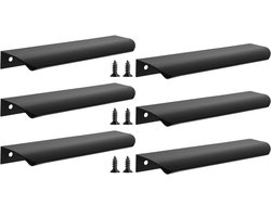 Kastgrepen - 6 stuks - Ladegrepen - Verborgen handgreep - Handvat van aluminiumlegering - keukenkastgrepen - meubelaccessoires - hardware - zwart