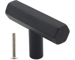 Kastgrepen Set - Lade handgrepen - Meubel vernieuwen - Zeshoekige vorm - 6 stuks - Zwart
