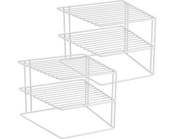 Kastinzet met 2 etages - wit - 25 x 25 x 20 cm - metaal en kunststof - organizer ladekast fifo opberger bordenrek
