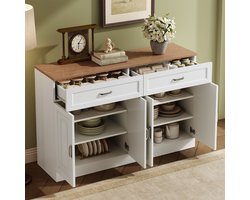 Kastje met plank 120x35x80,5 cm - met terugveermecanisme - natuurlijke houtnerf