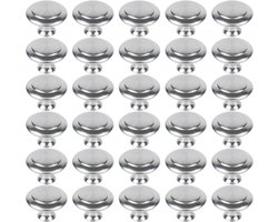 Kastknop - 30 stuks - Meubelknop - Kastknoppen - RVS - Met schroeven - Deurknoppen voor kasten - Meubelbeslag - Geschikt voor badkamers, kasten, keukens en kaptafels - 3*2.3*1.6cm - Zilver