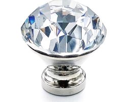 Kastknop Kristal - Kastknop Transparant & Zilver - Deurknopjes Kristal voor kast - Deurknop Kristal - Deurknopjes Goud - Handgreep - Meubelknop zilver - Meubelknoppen zilver- Deurknopjes Kristal- Deurknoppen - Ladeknoppen voor deurtjes