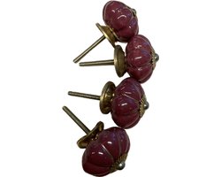 Kastknop - Porselein - Bordeaux - 4cm - 10 Stuks