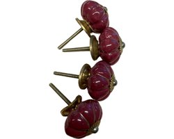 Kastknop - Porselein - Bordeaux - 5cm - 10 Stuks